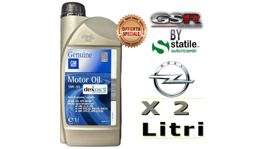 2 Litri Olio Opel 5w30 Dexos 2 Lt.1